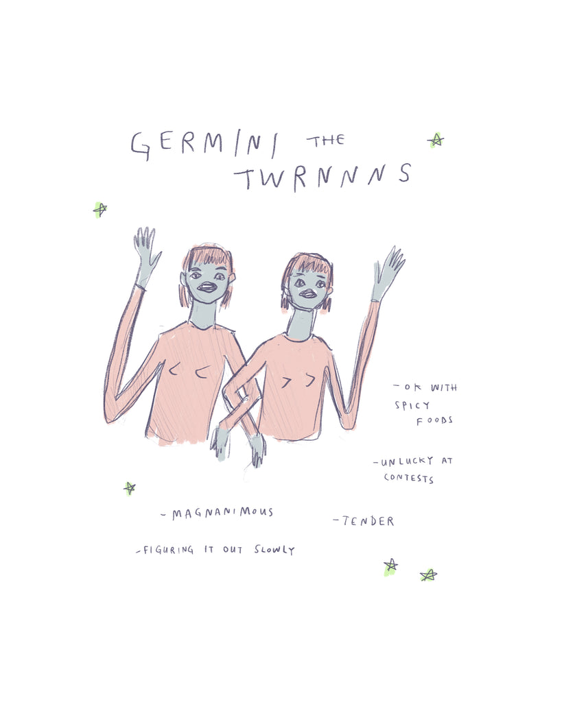 Germini the Twrnns - Zodiac Illustration Print