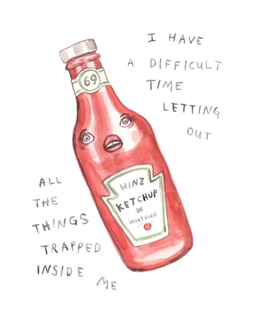 Ketchup Trapped Inside - Original Watercolour Painting