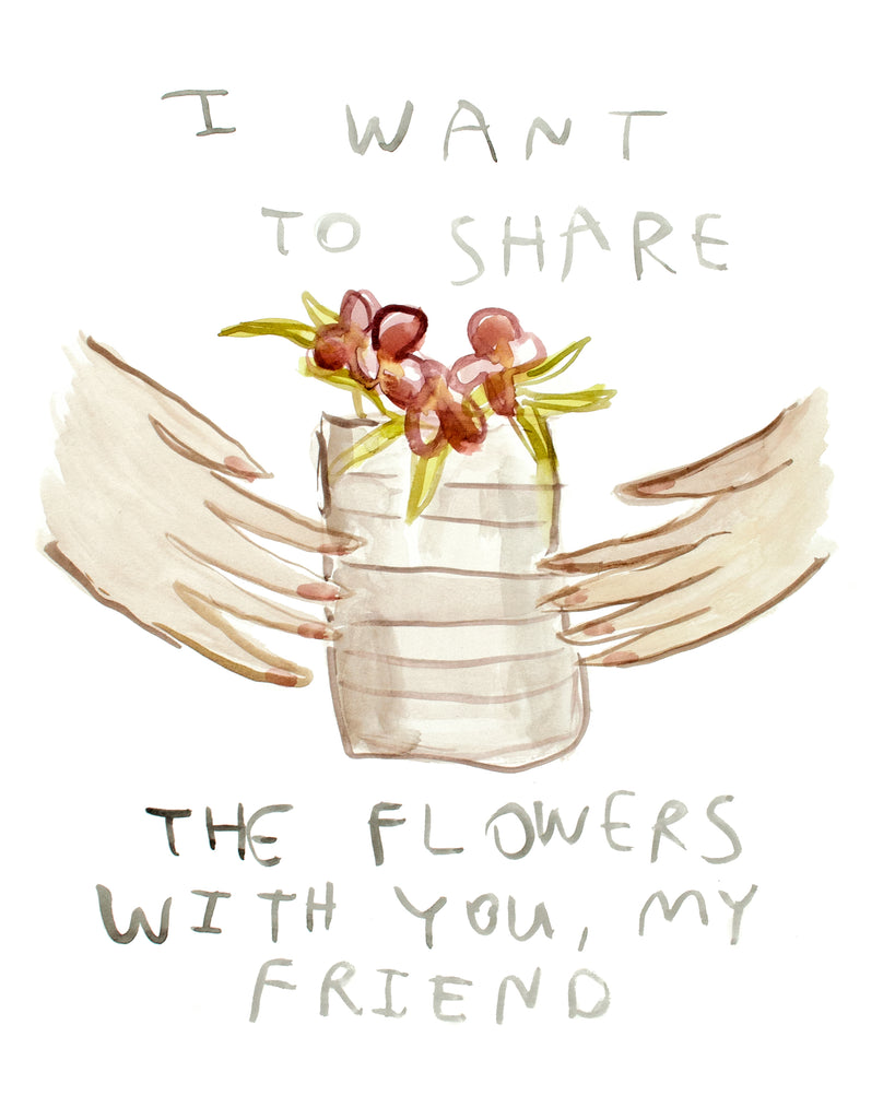 Share Flowers with you Friend - Original Bath Watercolour Painting