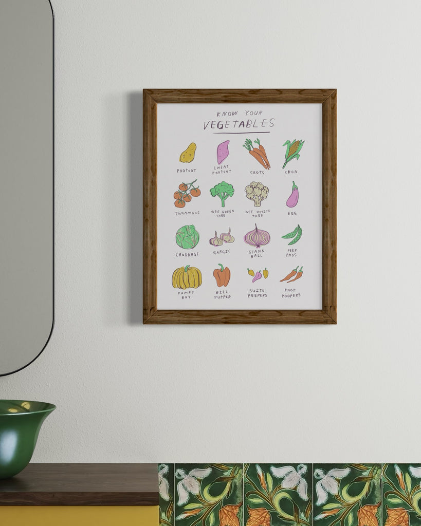 Illustrated guide to Vegetables by Canadian artist Heather Buchanan except everything is silly and funny