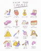 Illustration art print funny drawing of crimes, arson theft illustration, scams knives cannibalism illustration print
