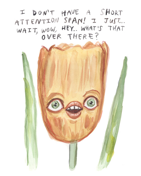Attention Span Tulip - Original Watercolour Painting