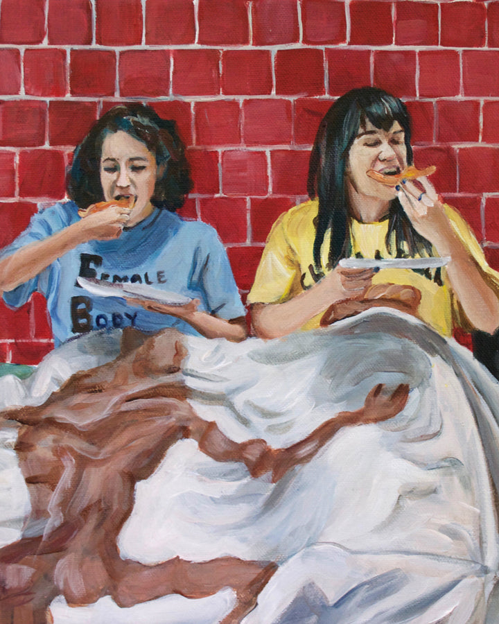 Broads Eat Pizza - Broad City Abbi and Ilana Painting - Portrait Print
