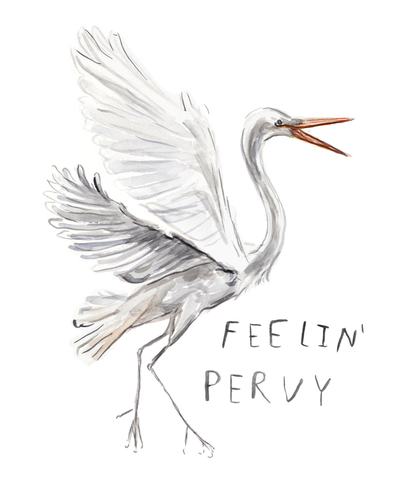 Feelin Pervy Crane - Original Watercolour Painting