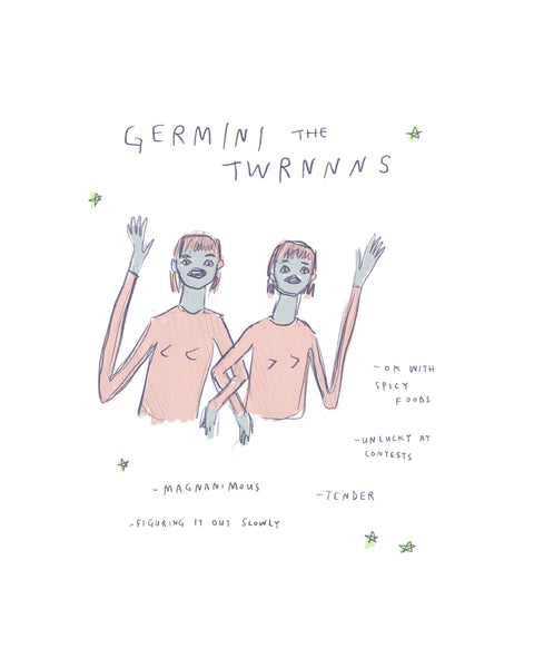 Germini the Twrnns - Zodiac Illustration Print