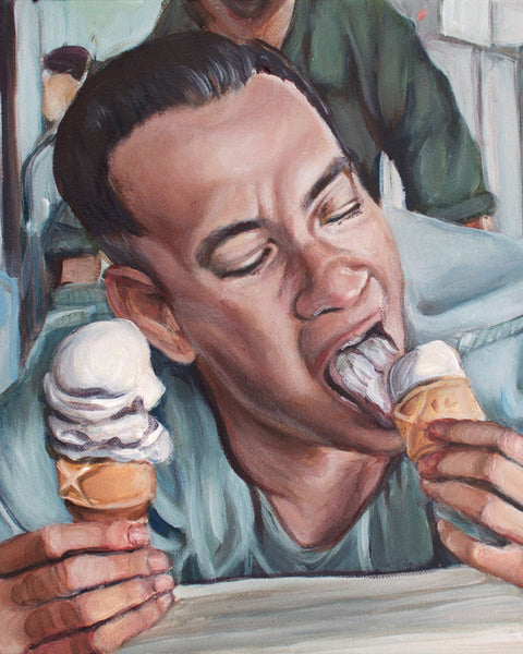 Forrest Gump Eats Ice Cream - Tom Hanks Painting - Portrait Print