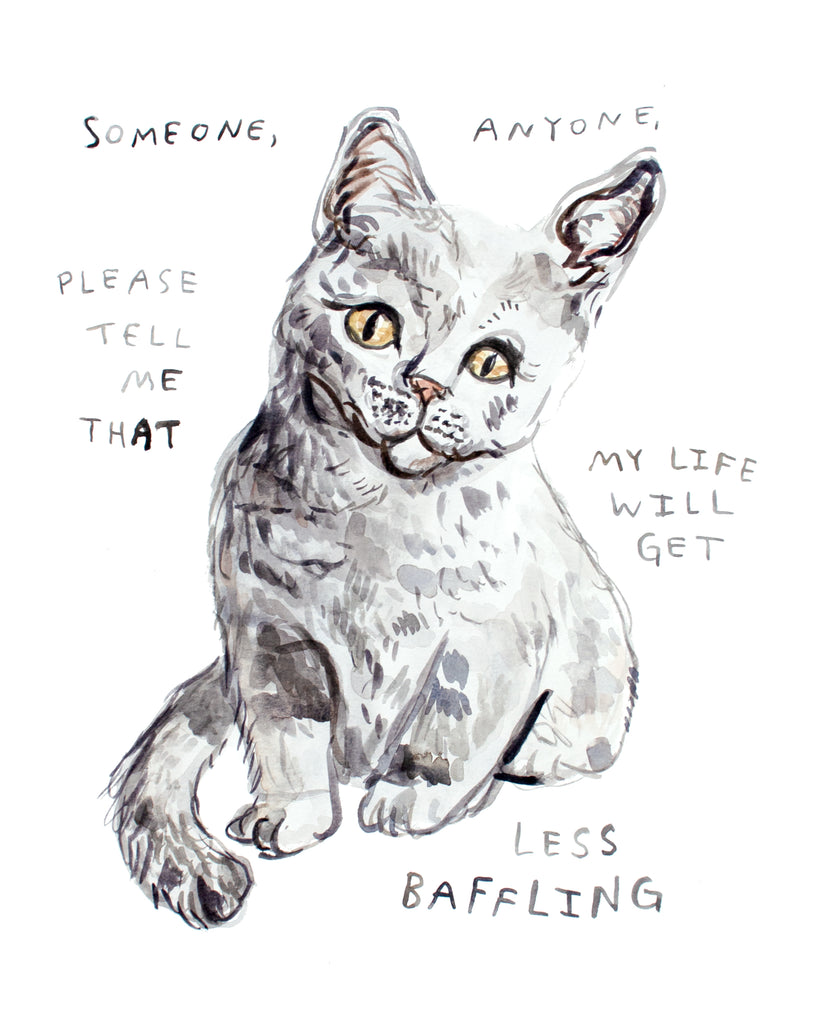 Less Baffling Cat - Original Watercolour Painting
