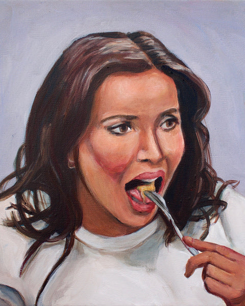 Padma Eats Skirt Steak - Top Chef Painting - Portrait Print