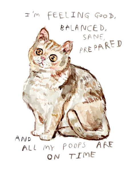 Poops on Time Cat - Limited Edition Bath Art Print