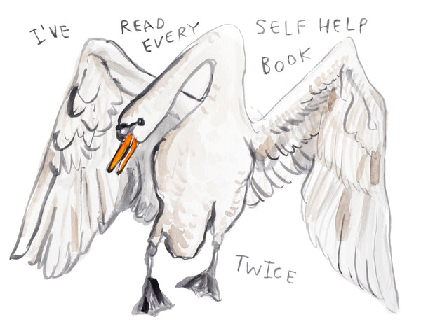 Self Help Swan - Original Watercolour Painting