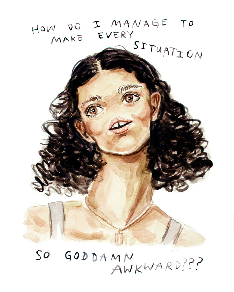 So Goddamn Awkward - Original Watercolour Painting