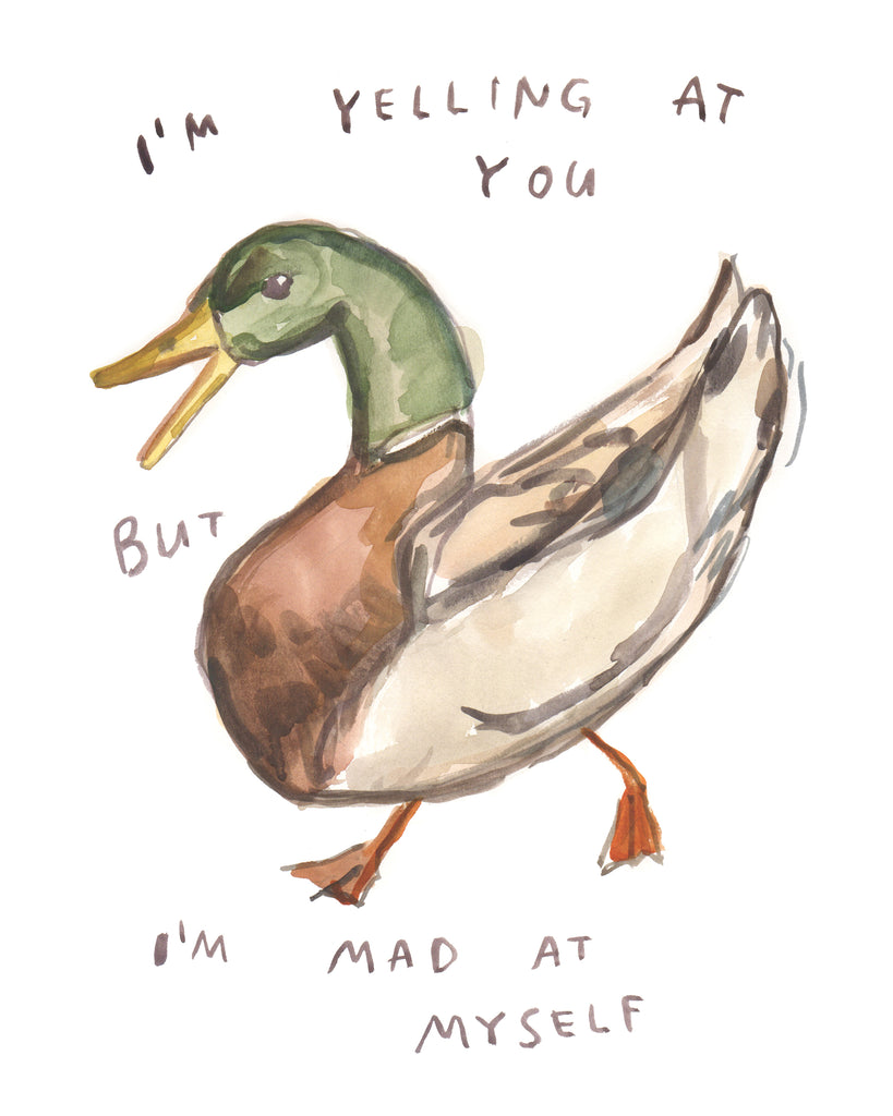 Mad Yelling Duck - Original Watercolour Painting