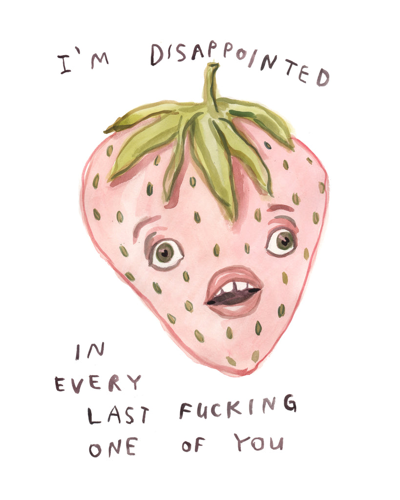 Disappointed Strawberry - Original Watercolour Painting