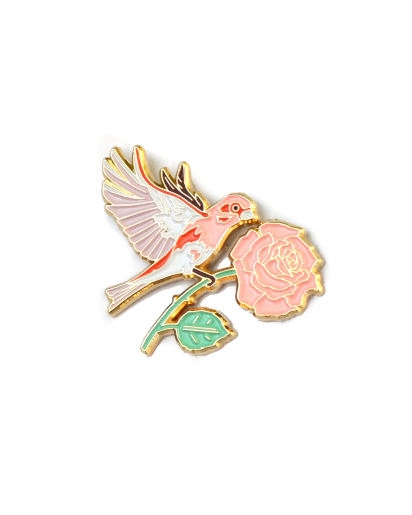 Finch and Rose - Enamel Lapel Pin