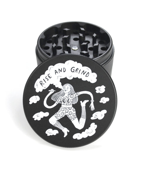 original illustration on a black cannabis grinder