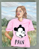 A Painting modelling a tshirt.