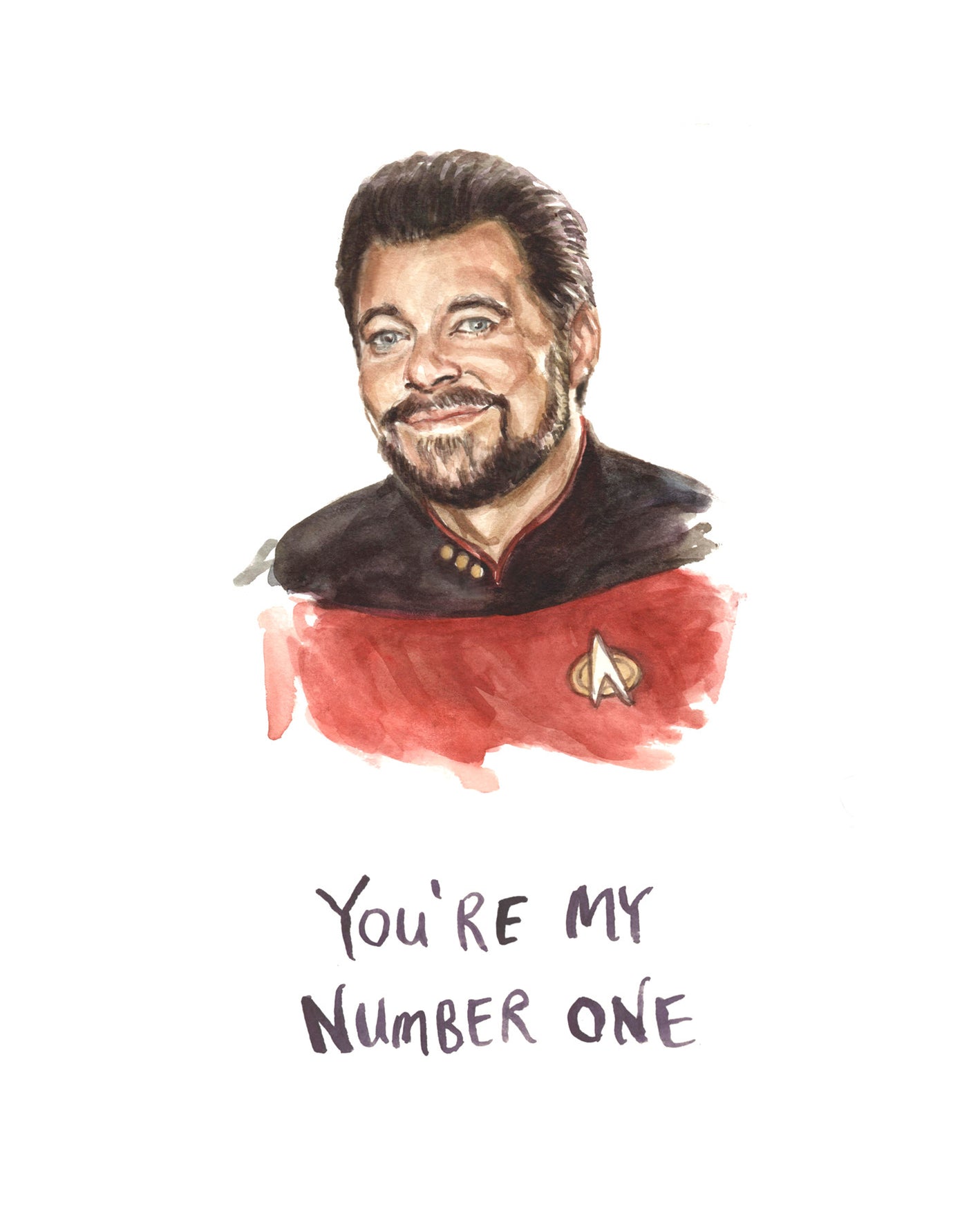 Commander Riker - Star Trek - You're My Number One - Watercolor Illust ...