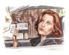 Scully Flashing her Badge - X-Files Original Watercolor Painting